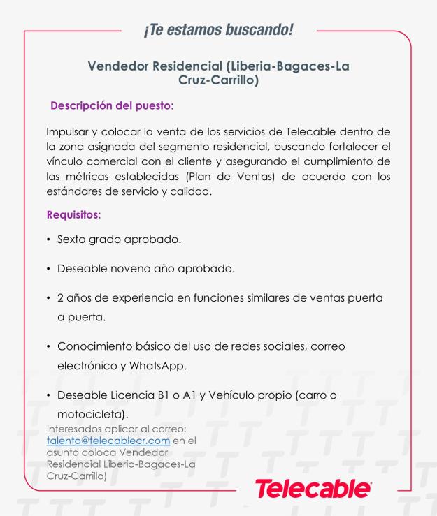 Vendedor residencial. Telecable
