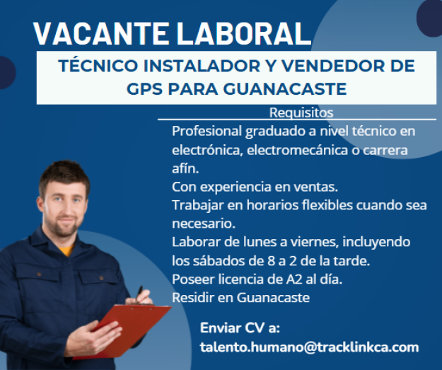 Vacante - técnico y vendedor. Tracklink